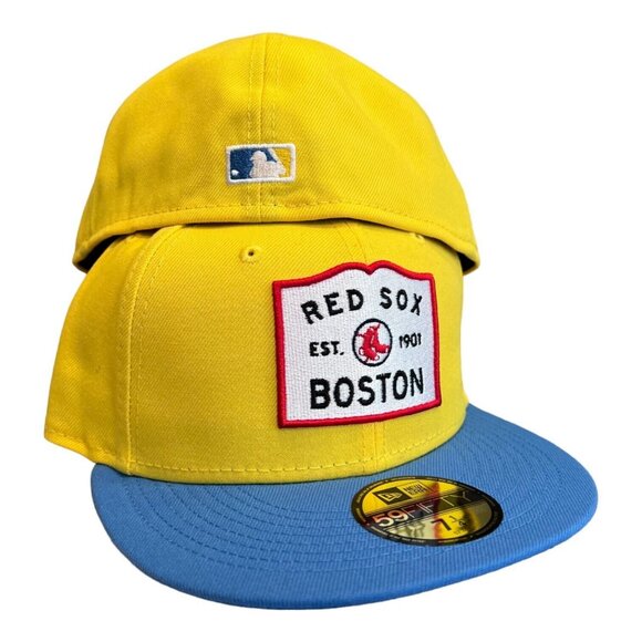 New Era Boston Red Sox City Connect 59FIFTY Fitted Hat Cap Yellow - Picture 2 of 9